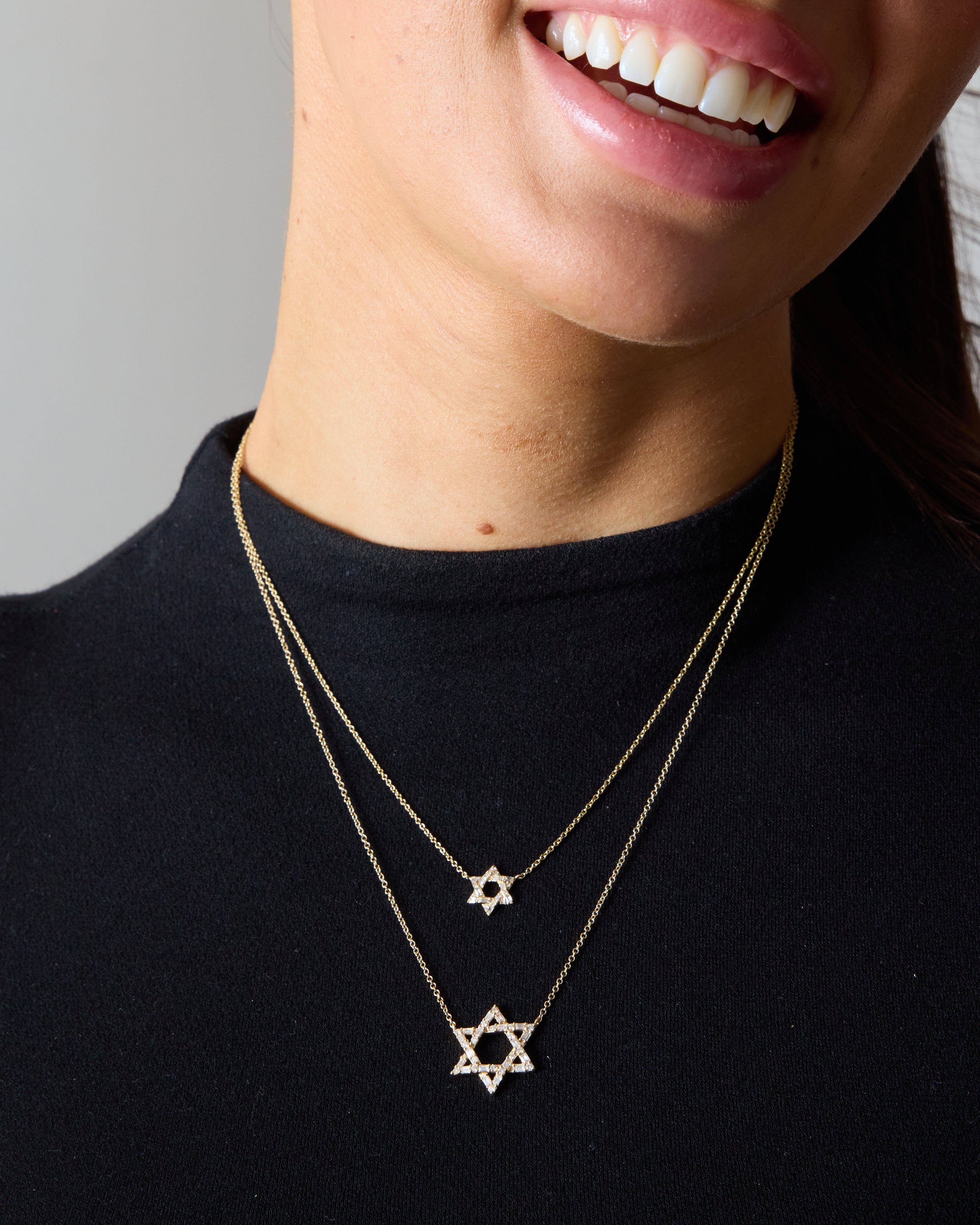 The Star of David Baguette Diamond Necklace