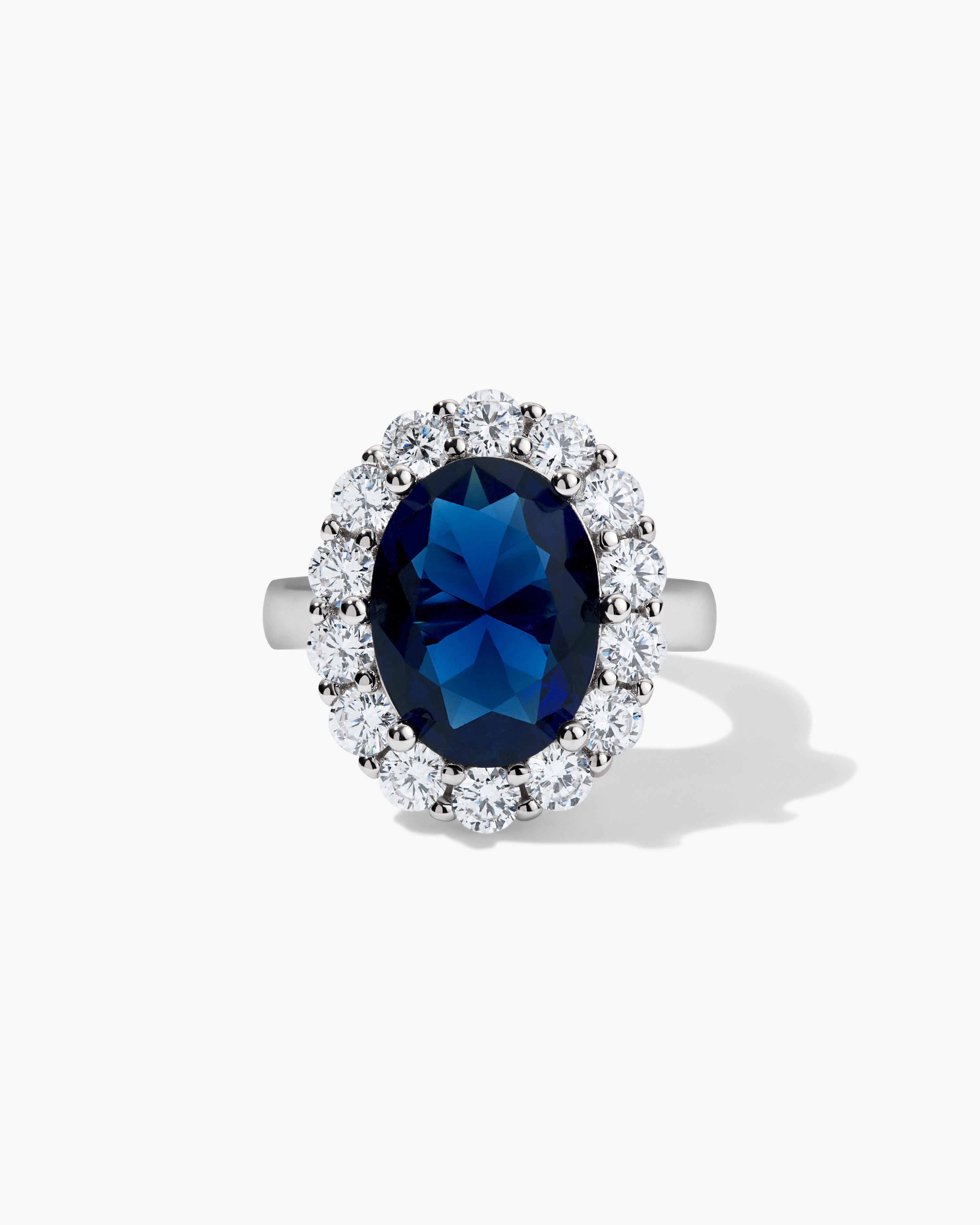 Blue Sapphire Oval Halo Ring