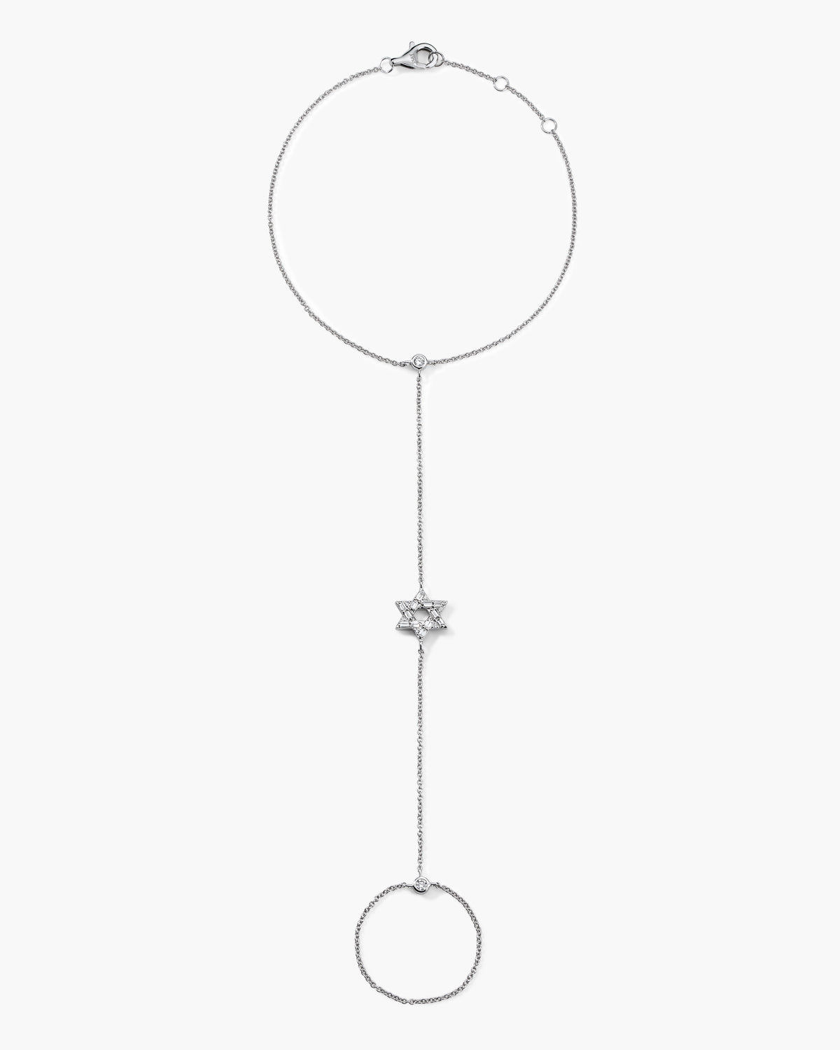 Star of David Baguette Diamond Hand Chain