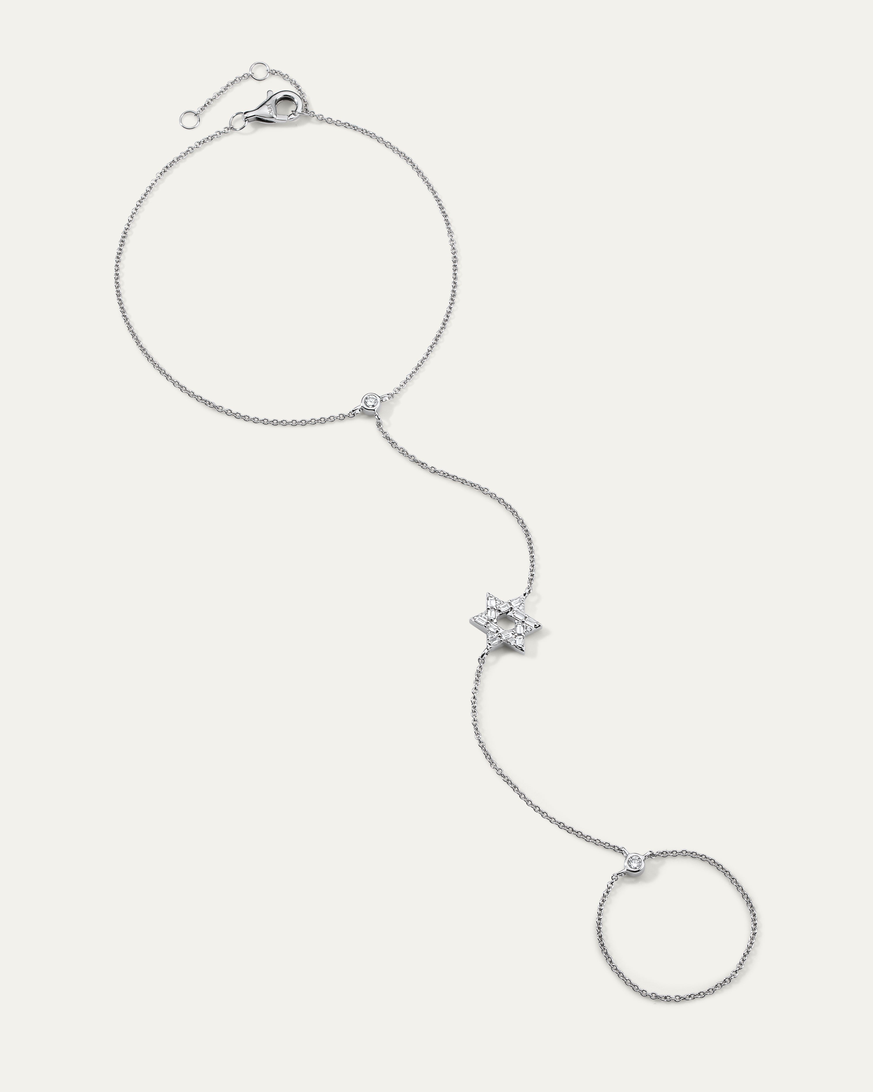 Star of David Baguette Diamond Hand Chain