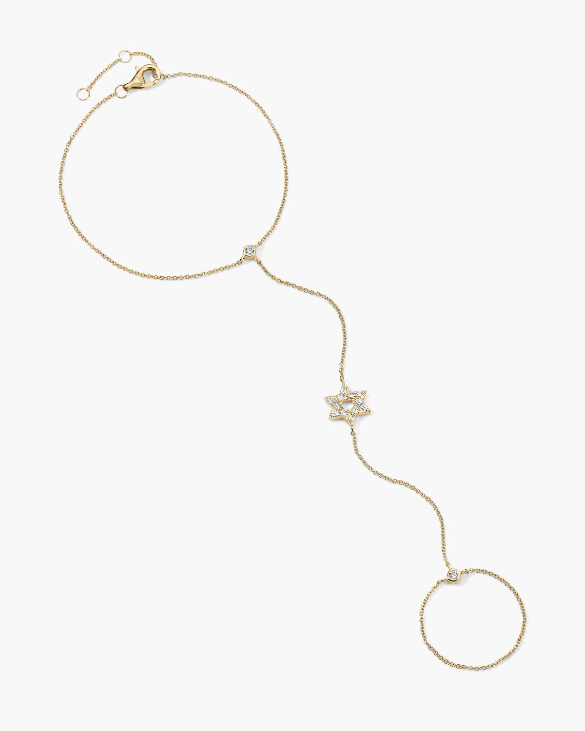 Star of David Baguette Diamond Hand Chain