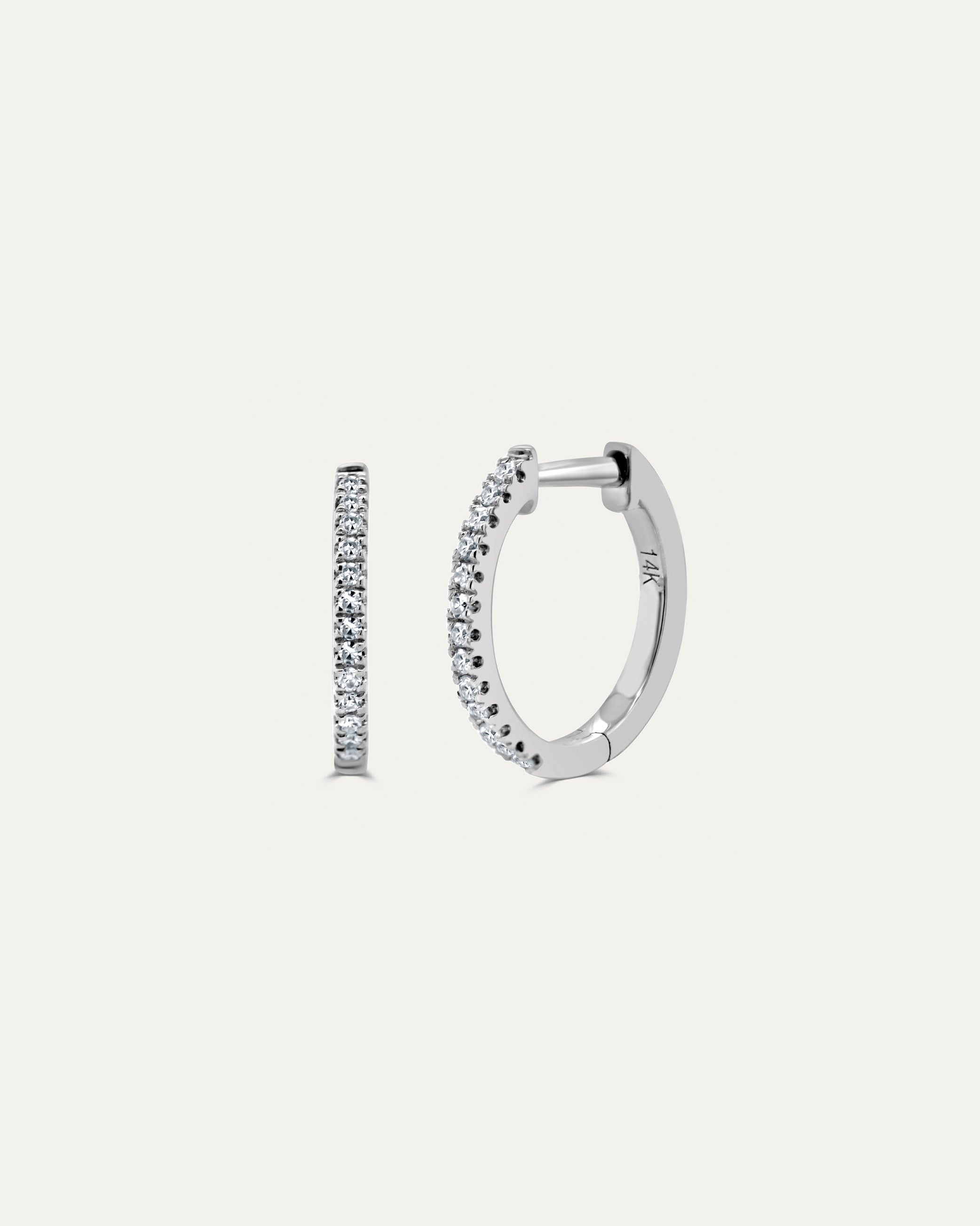 The Pavé Diamond Huggie Hoops