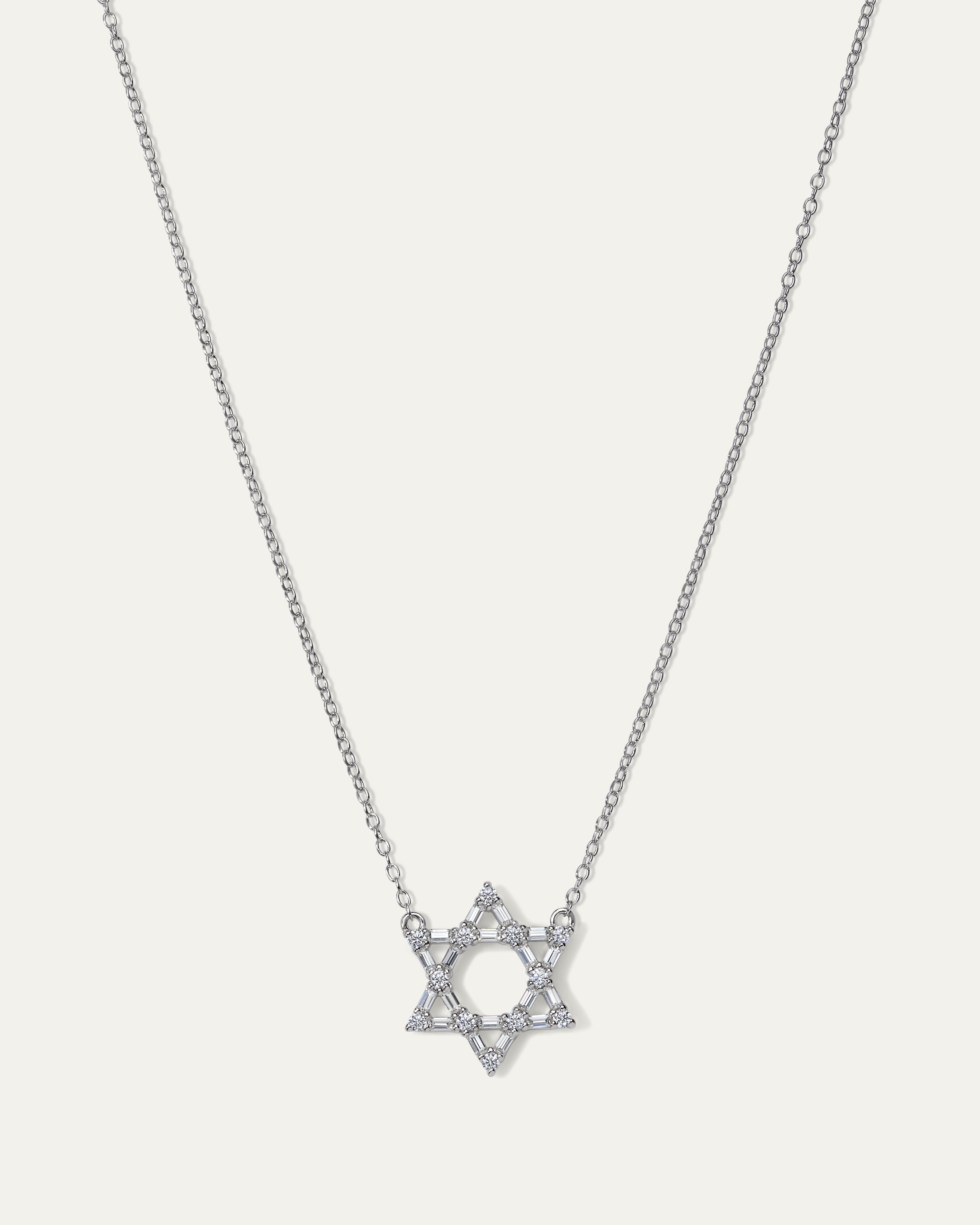 Star of David Baguette Necklace