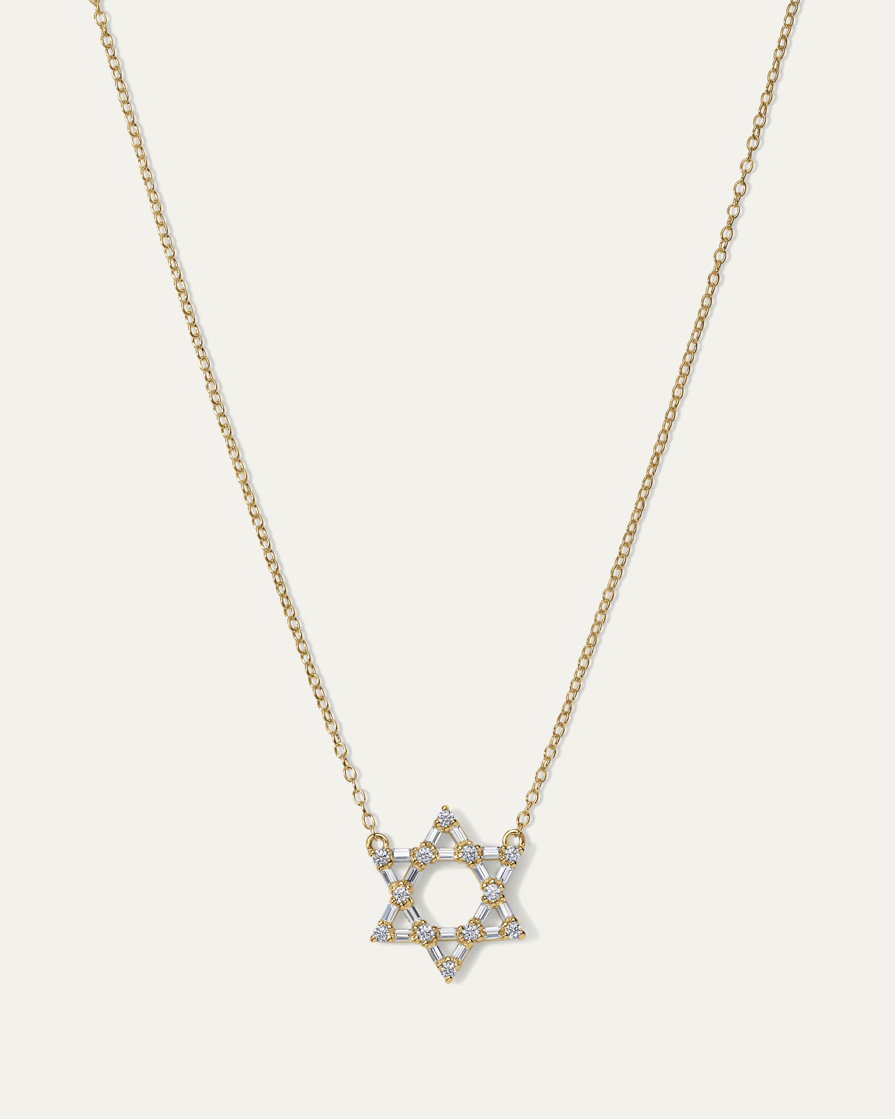 Star of David Baguette Necklace