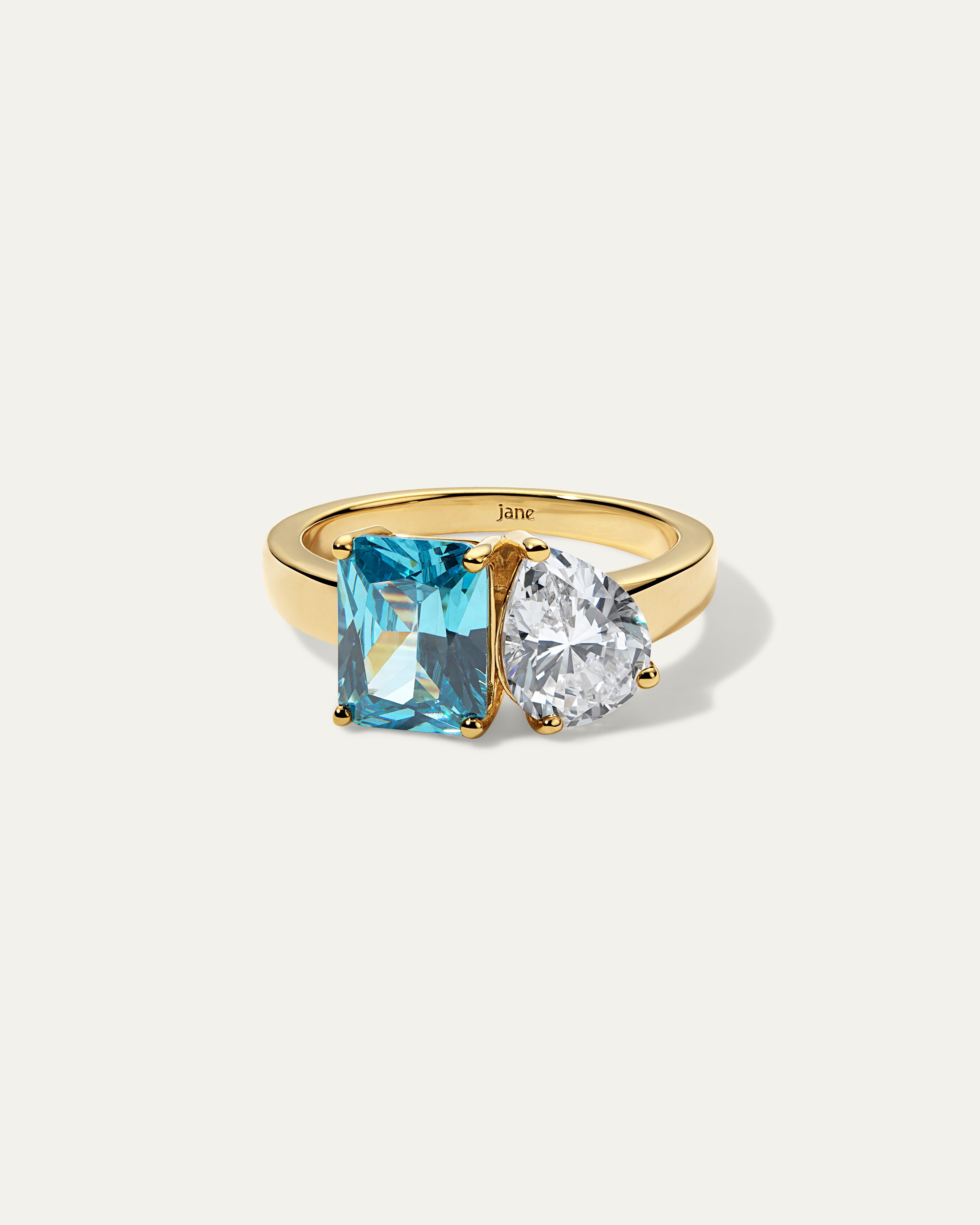 The Blue Topaz Toi et Moi Ring