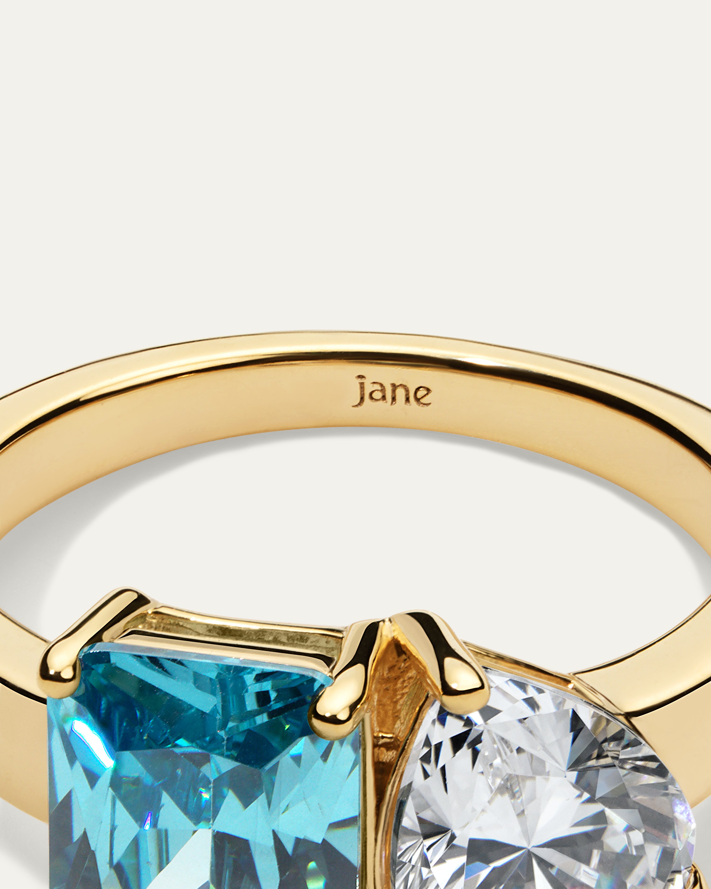 Blue Topaz Toi et Moi Ring