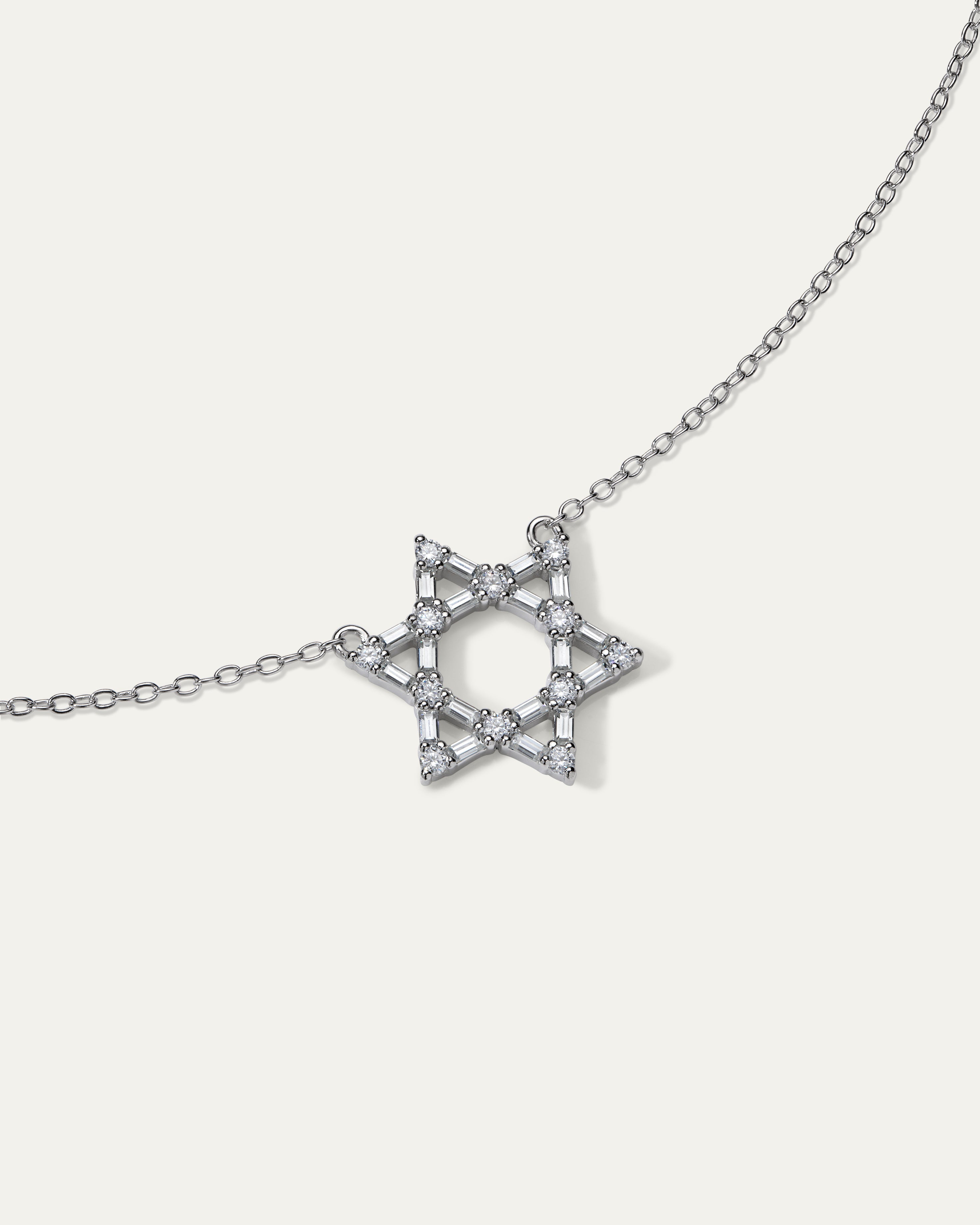 Star of David Baguette Necklace
