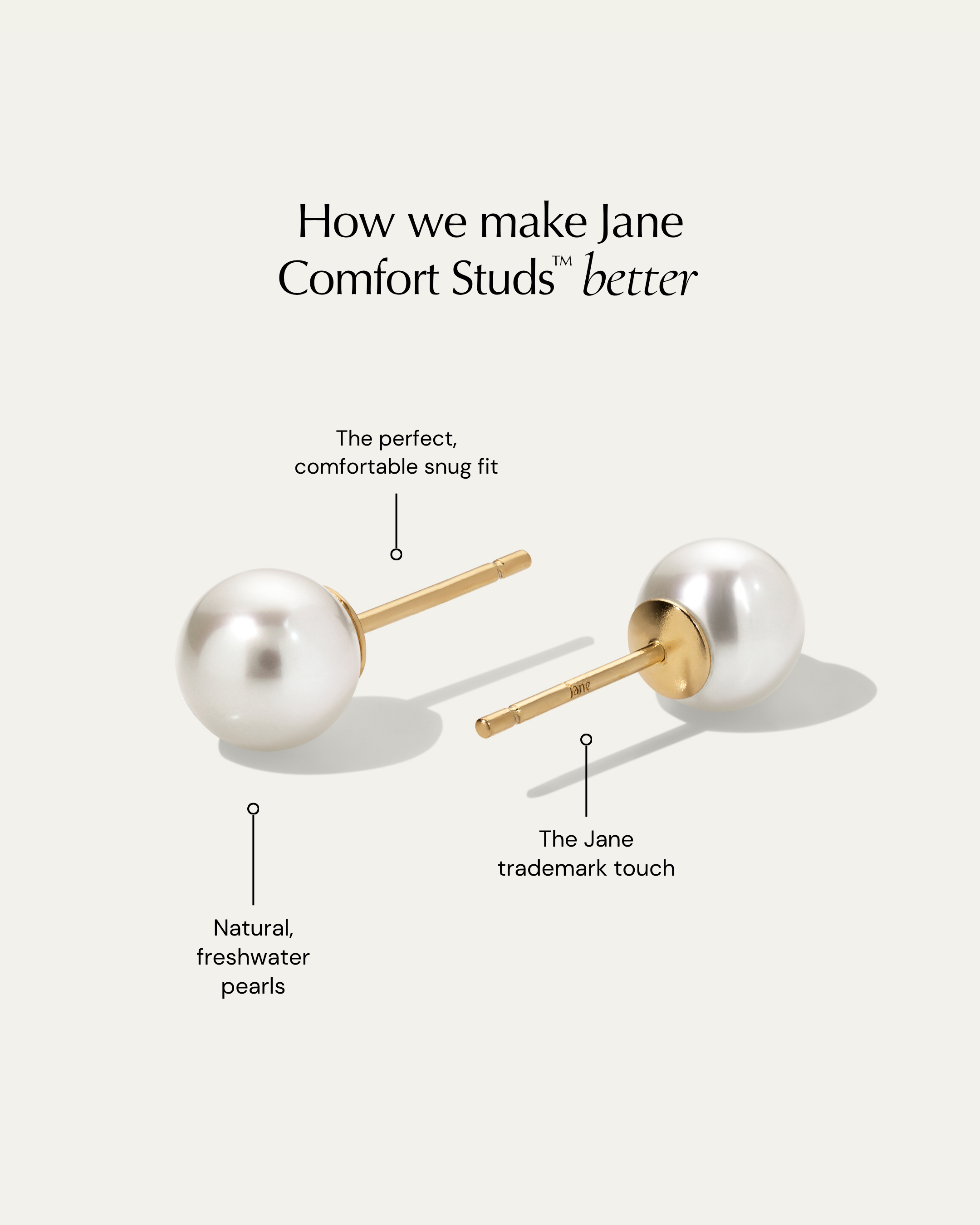 Jane Everyday™ Pearl Comfort Studs™