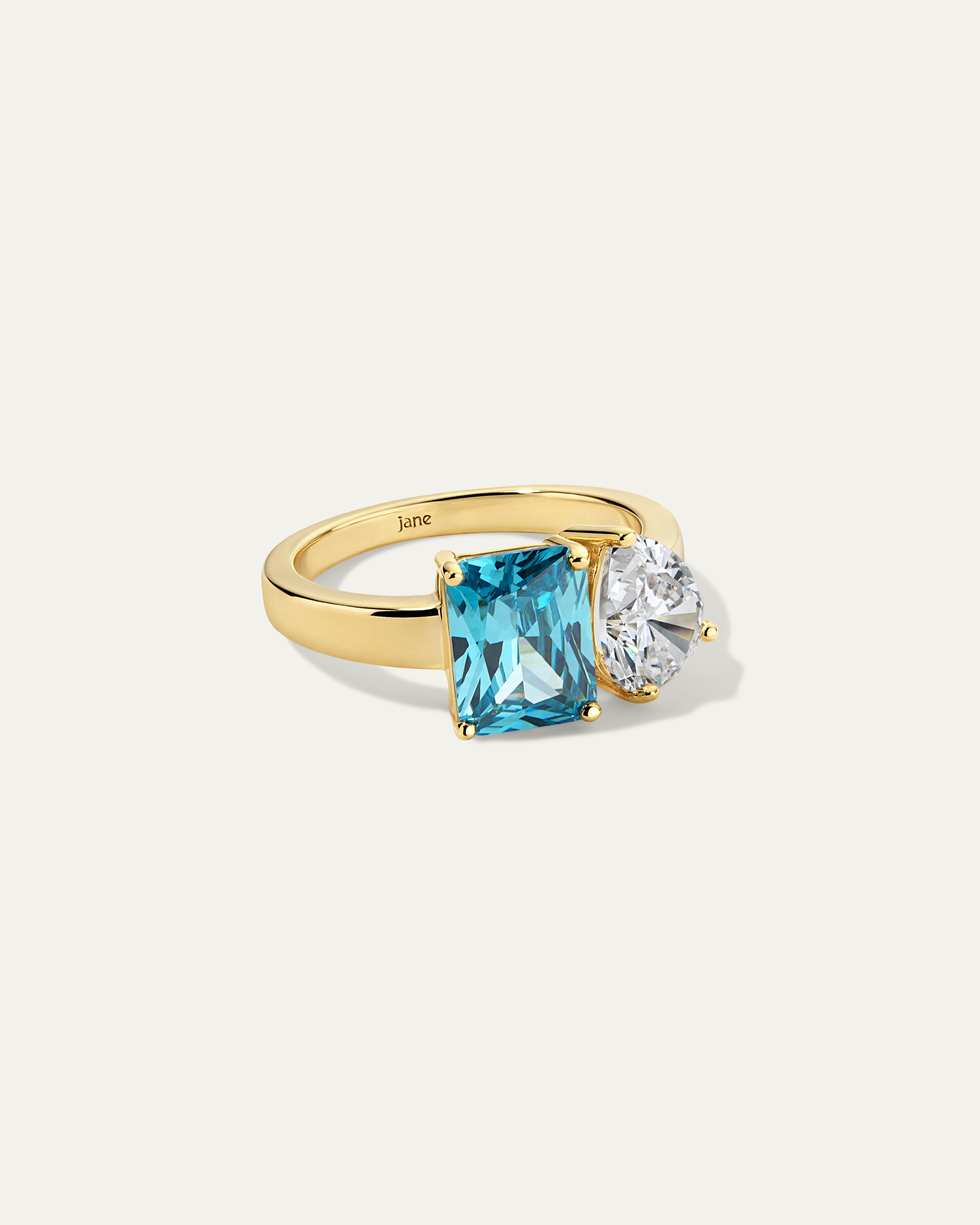 The Blue Topaz Toi et Moi Ring