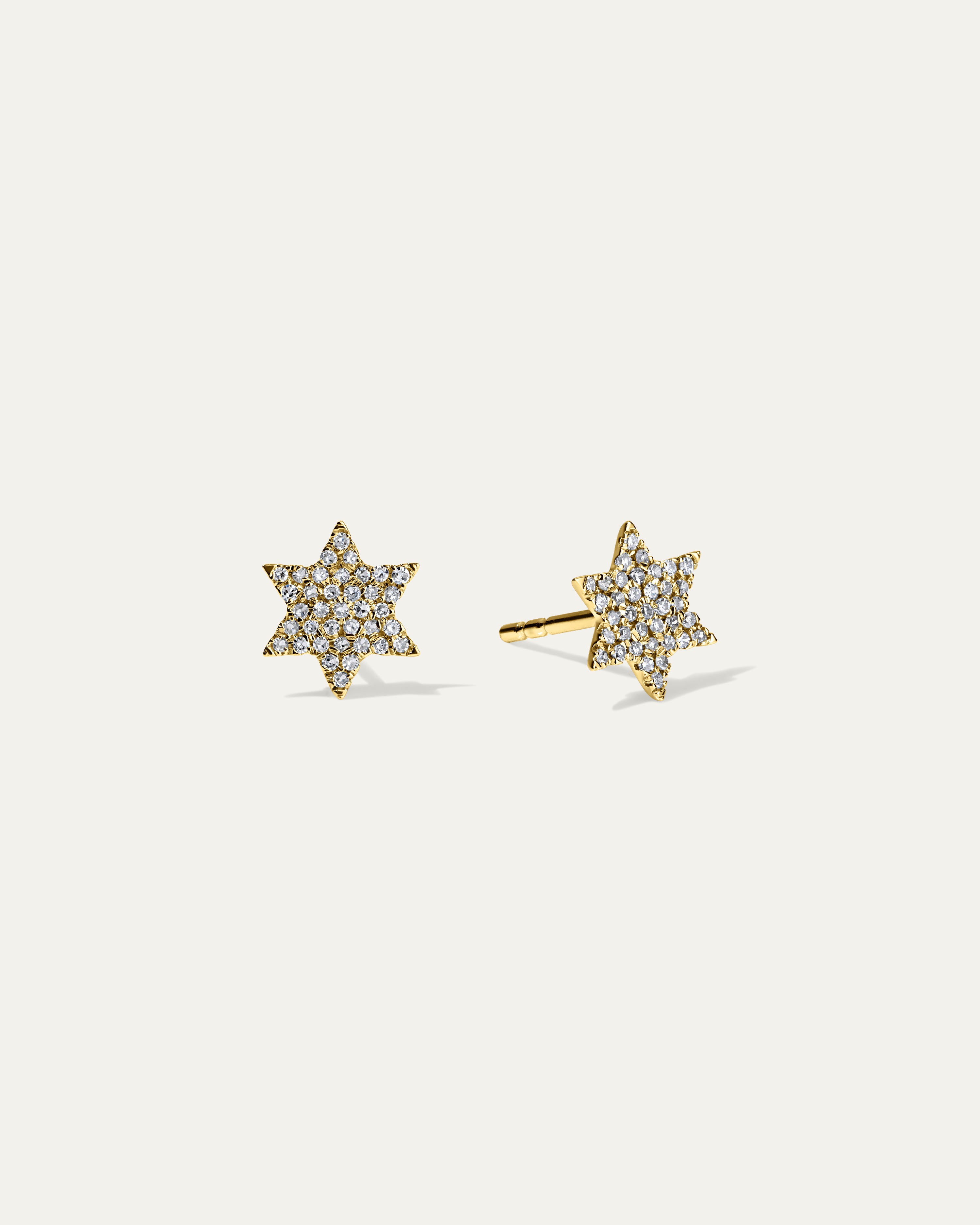 Star of David Pavé Diamond Cluster Stud Earrings