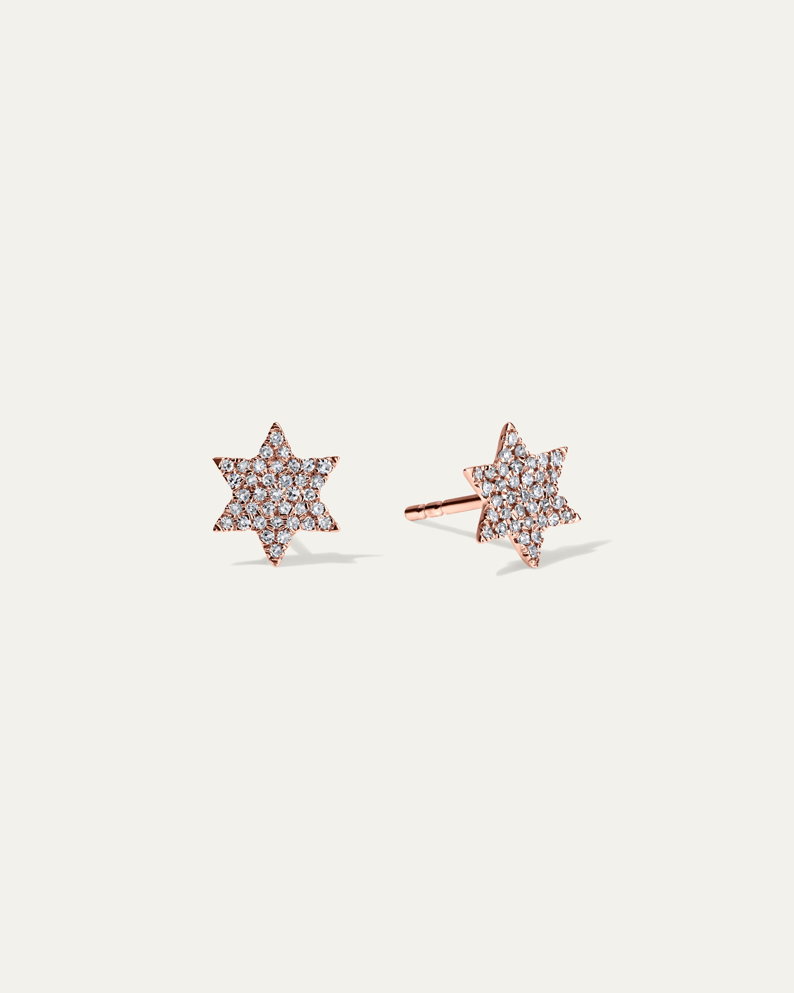 Star of David Pavé Diamond Cluster Stud Earrings