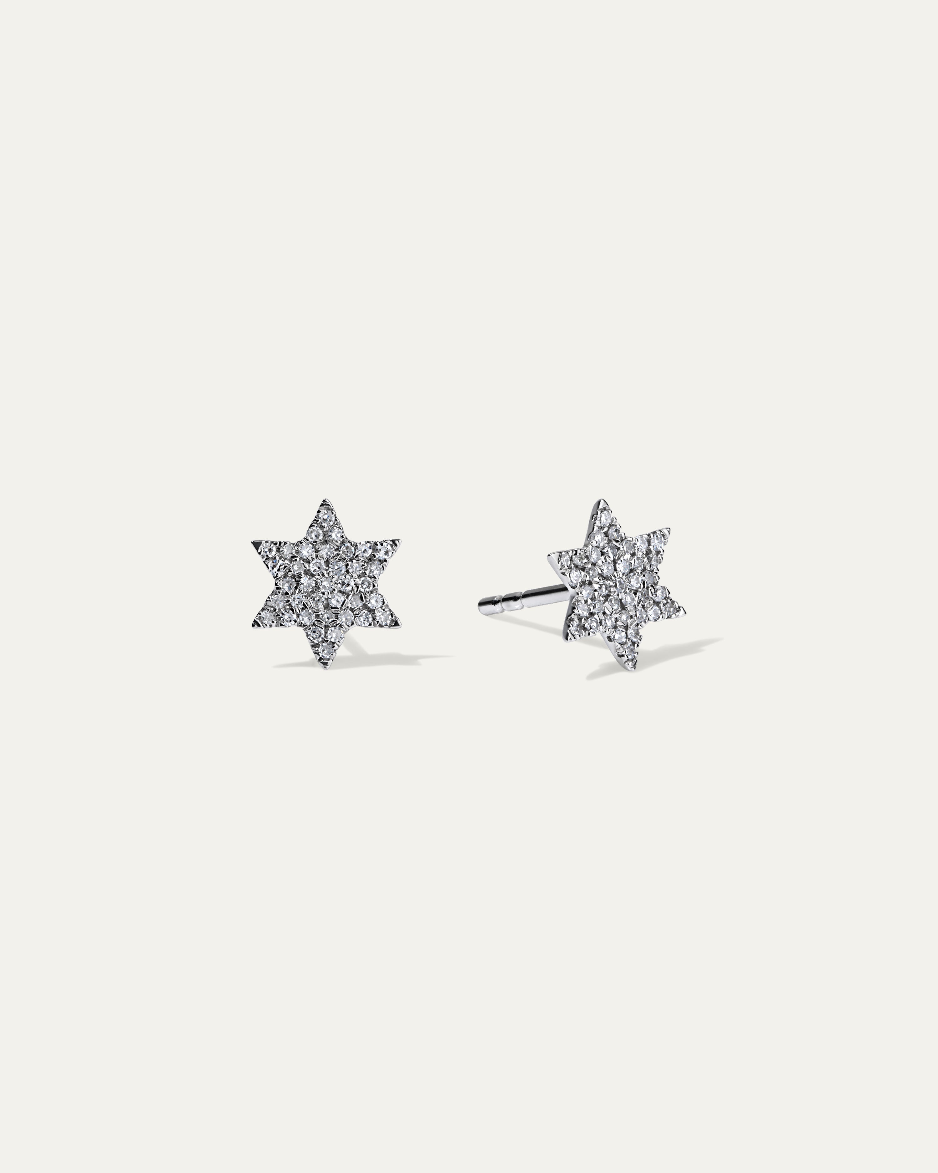 Star of David Pavé Diamond Cluster Stud Earrings