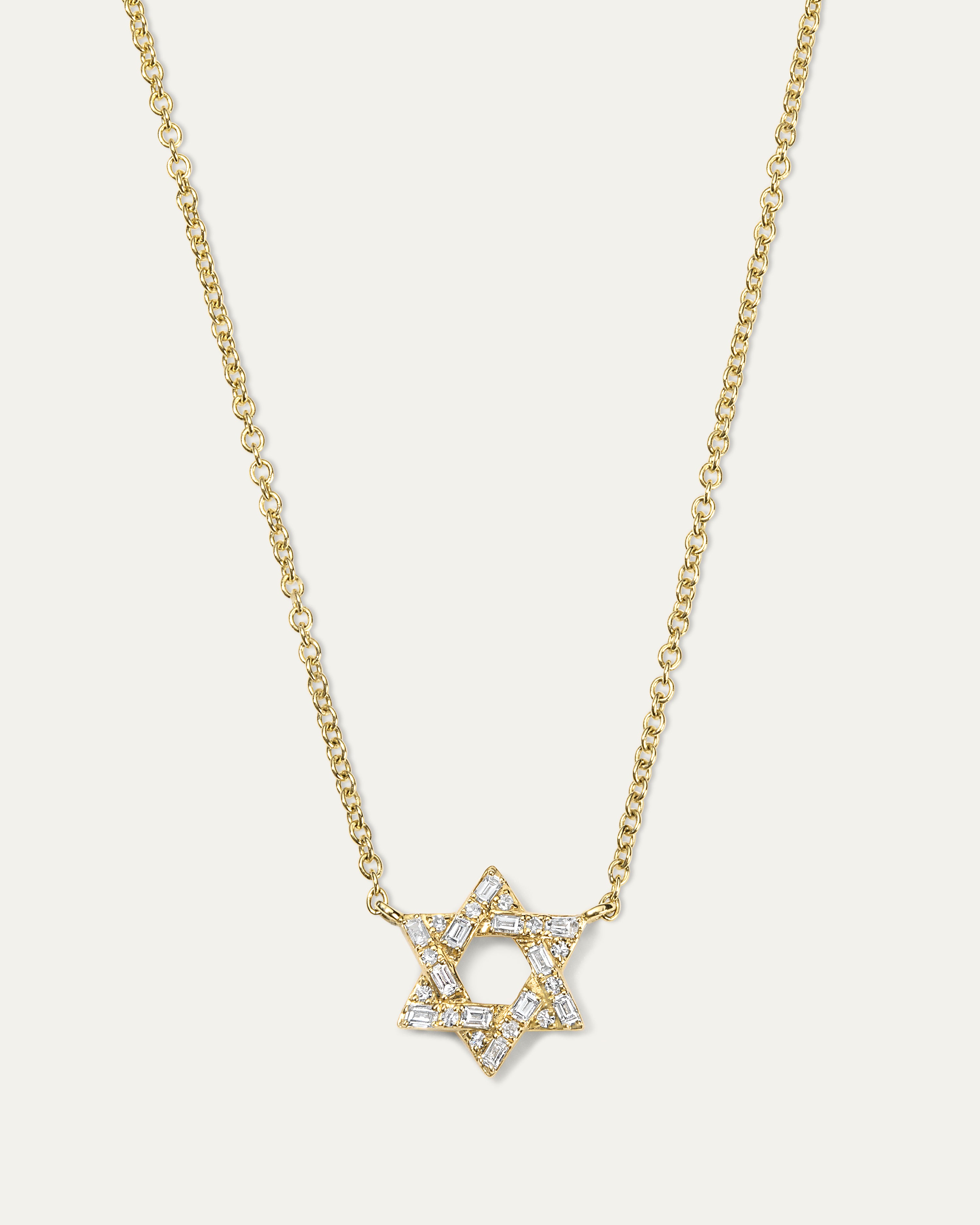 Sarah Star of David Baguette Diamond Necklace