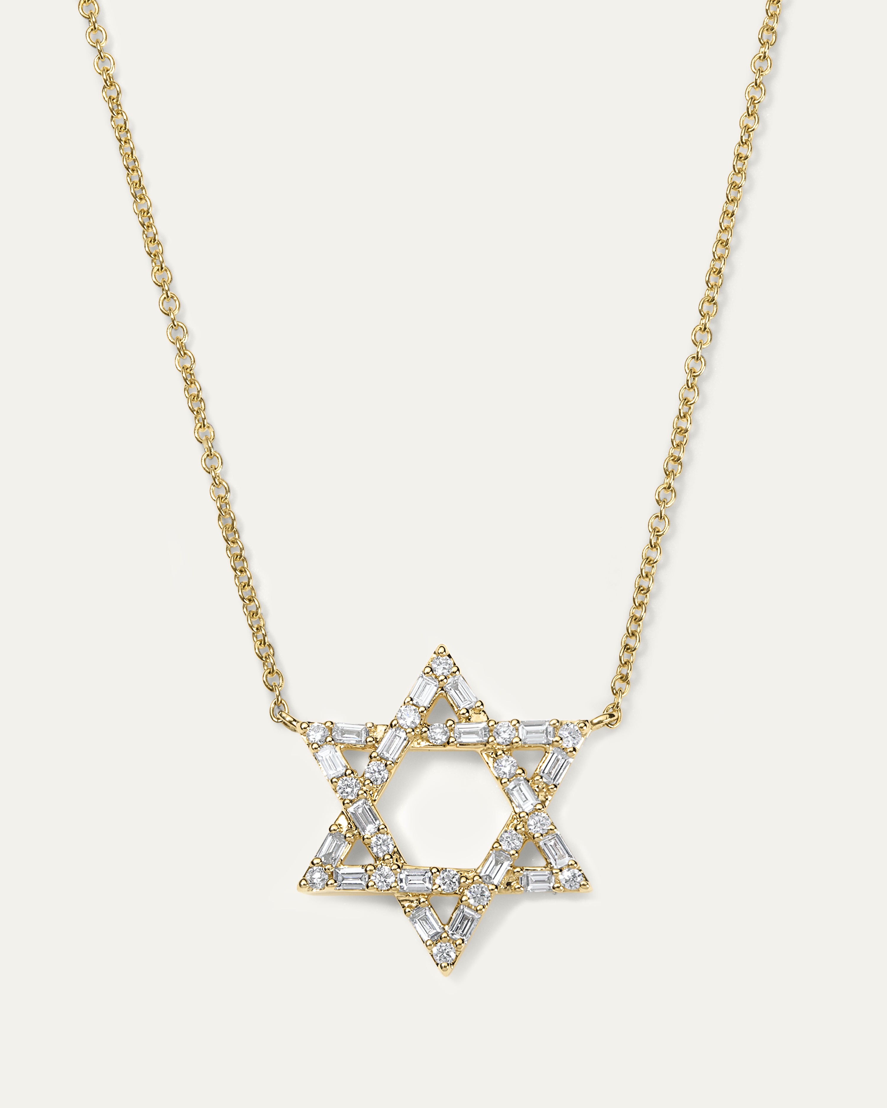 Sarah Star of David Baguette Diamond Necklace