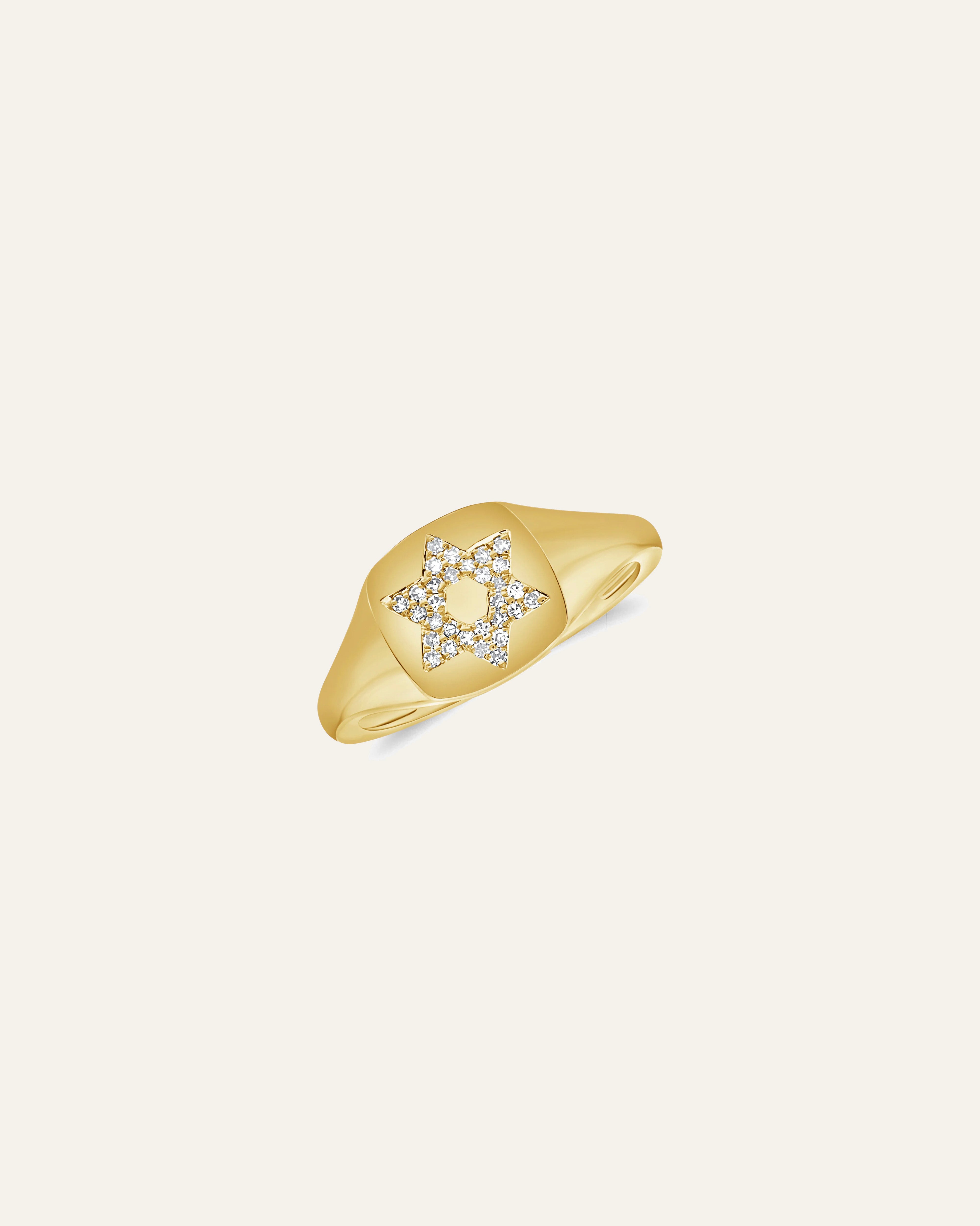 Signature Star of David Diamond Signet Ring